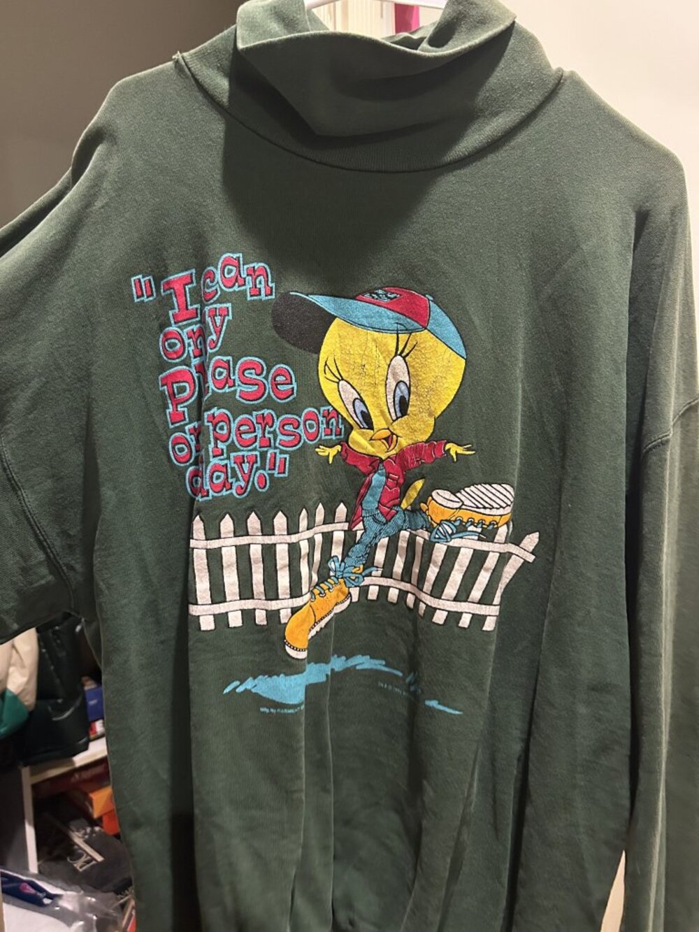 Vintage 1996 Looney Tunes Green Turtleneck Sweatshirt XL